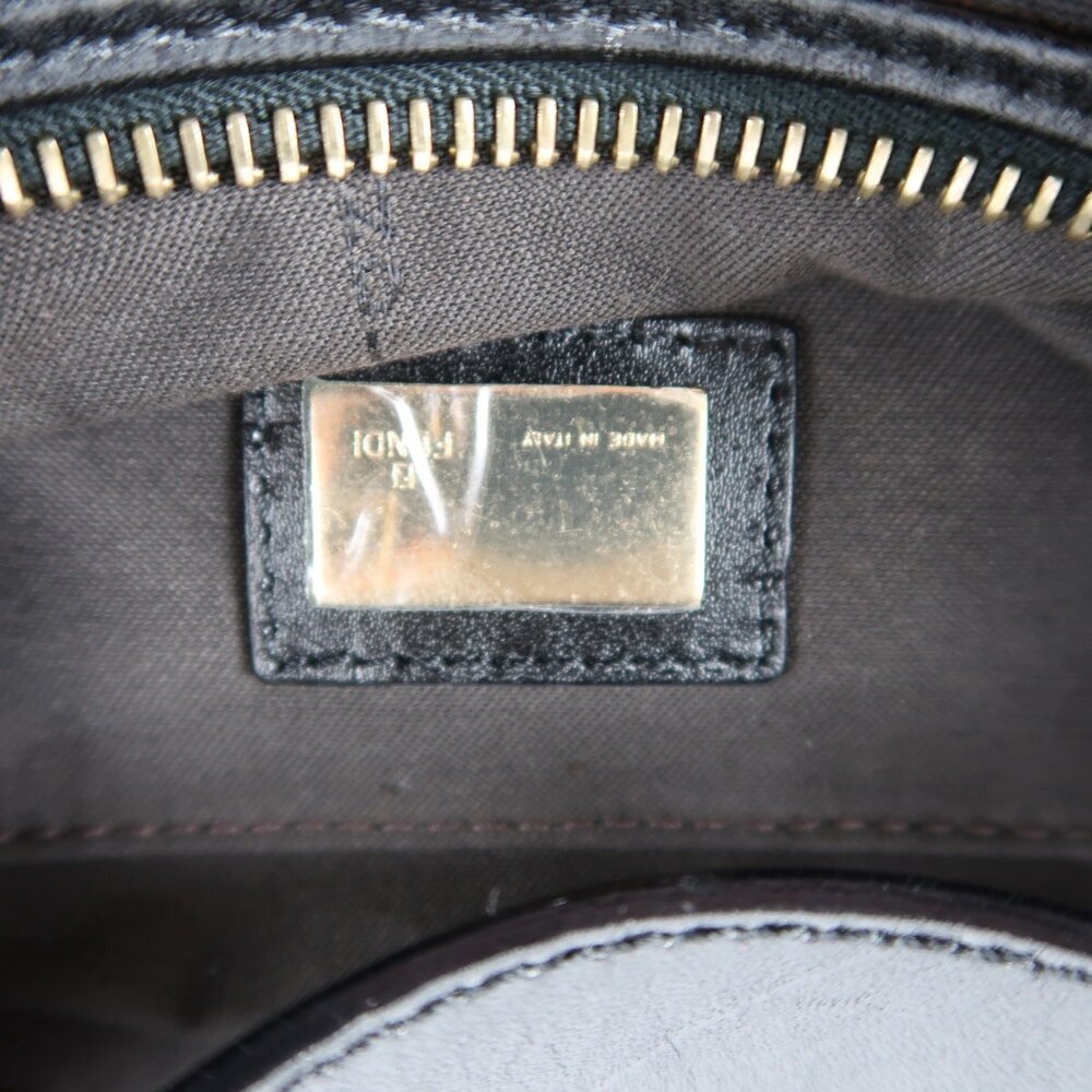 FENDI Italian Zucchino Black Hobo Bag Canvas Leather - Picture 9 of 9
